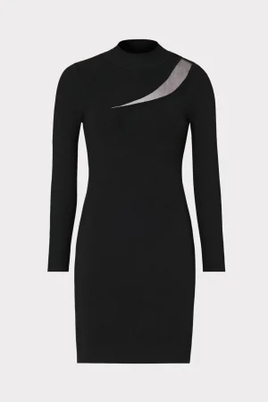 Little Black Dresses-MILLY Ren Sheer Cut Out Mini Dress Black