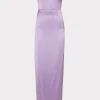 Maxi Dresses-MILLY Riva Hammered Satin Gown Purple