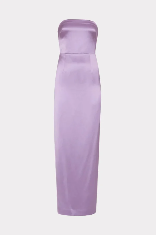 Maxi Dresses-MILLY Riva Hammered Satin Gown Purple