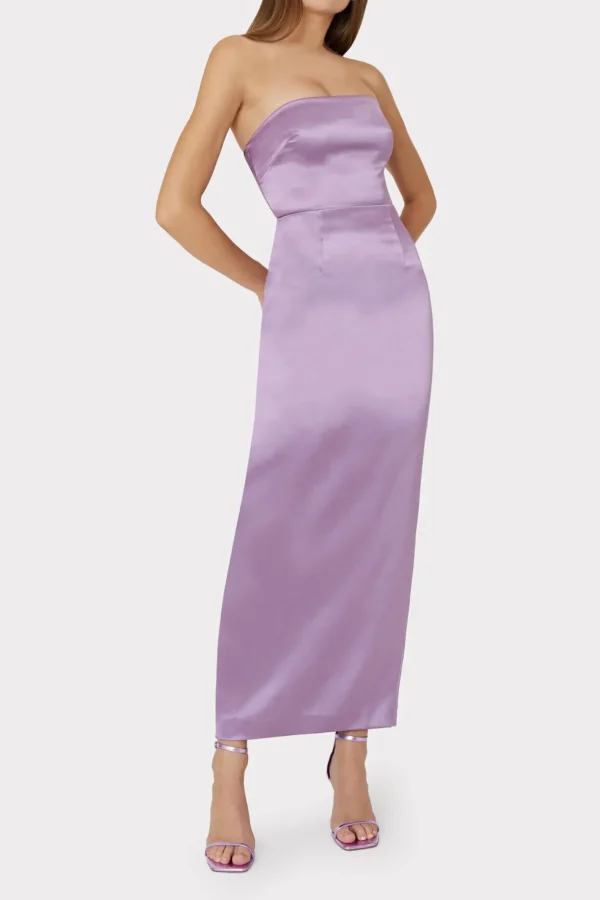 Maxi Dresses-MILLY Riva Hammered Satin Gown Purple