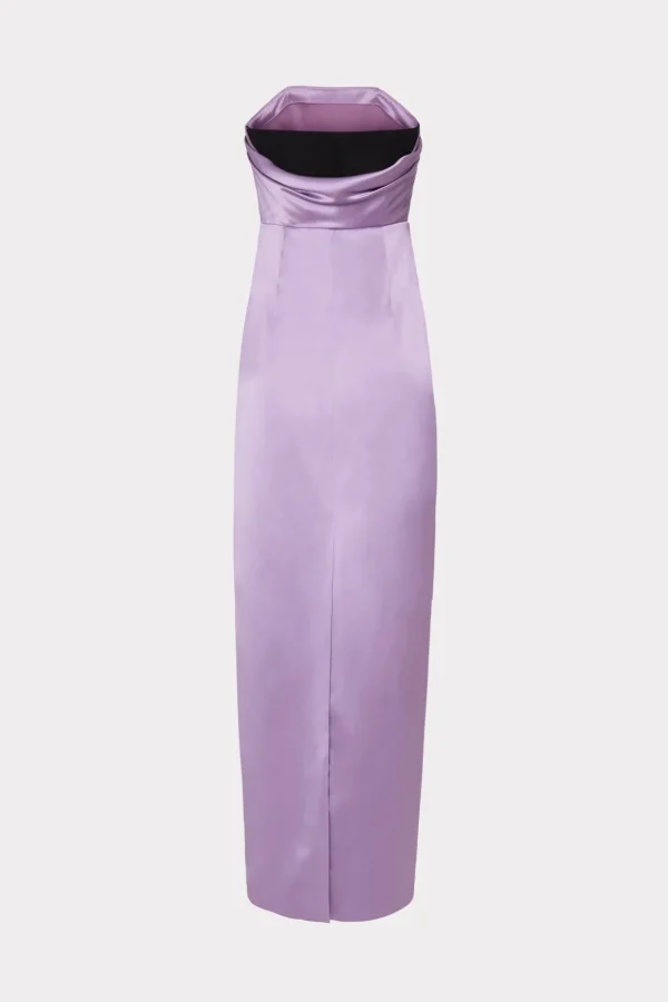 Maxi Dresses-MILLY Riva Hammered Satin Gown Purple
