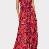 Cocktail Dresses-MILLY River Windmill Floral Dress Red Multi