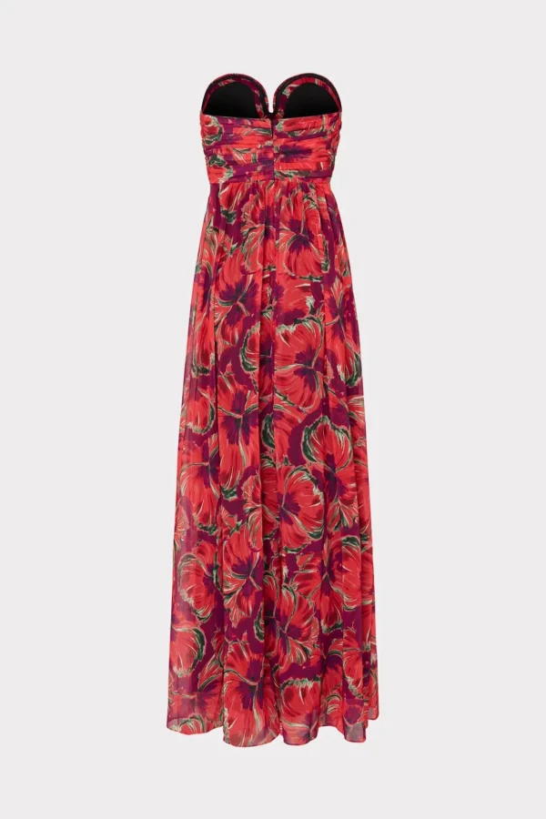 Cocktail Dresses-MILLY River Windmill Floral Dress Red Multi