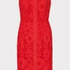 Mini Dresses-MILLY Roja Lace Mini Dress Red