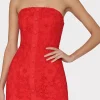 Mini Dresses-MILLY Roja Lace Mini Dress Red