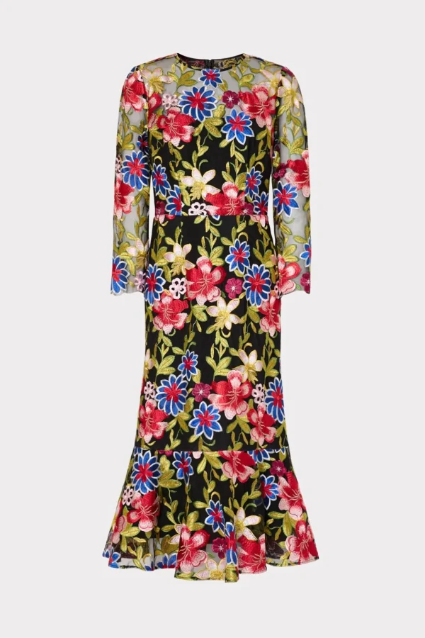 rosalind_floral_embroider_0-3.webp Cocktail Dresses-MILLY Rosalind Floral Embroidery Dress Red Multi