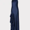 Guest Of Dresses-MILLY Roux Hammered Satin Gown Navy