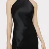 Little Black Dresses-MILLY Roux Hammered Satin Gown Black