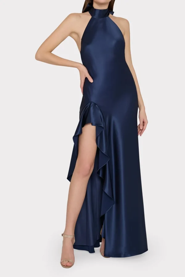roux_hammered_satin_gown_1-8.webp Maxi Dresses-MILLY Roux Hammered Satin Gown Navy