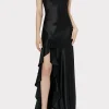 Jumpsuits & Rompers-MILLY Roux Hammered Satin Gown Black