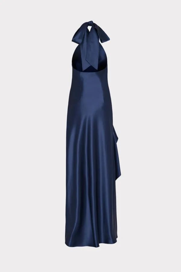 Guest Of Dresses-MILLY Roux Hammered Satin Gown Navy