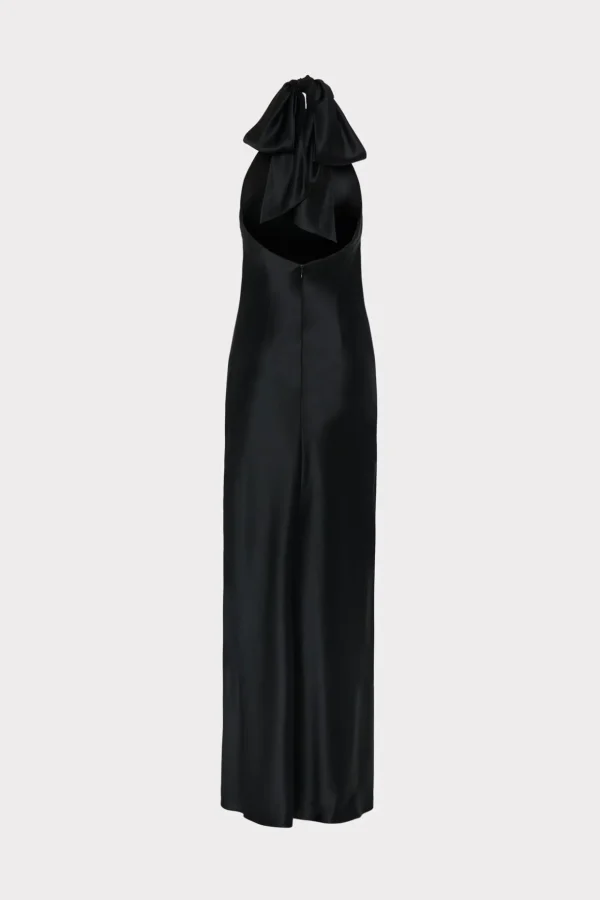 Jumpsuits & Rompers-MILLY Roux Hammered Satin Gown Black
