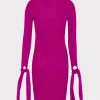 rowa_cascading_cuff_mini__3.webp Day Dresses-MILLY Rowa Cascading Cuff Mini Dress Dark Pink
