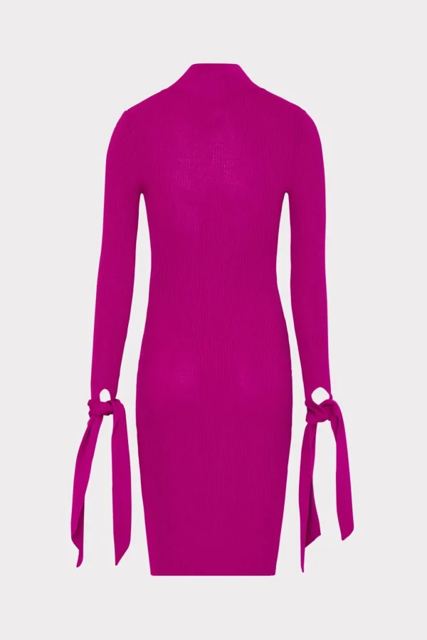 rowa_cascading_cuff_mini__3.webp Day Dresses-MILLY Rowa Cascading Cuff Mini Dress Dark Pink