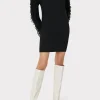 rowe_fringe_sleeve_turtle_2.webp Jumpsuits & Rompers-MILLY Rowe Fringe Sleeve Turtleneck Mini Dress Black