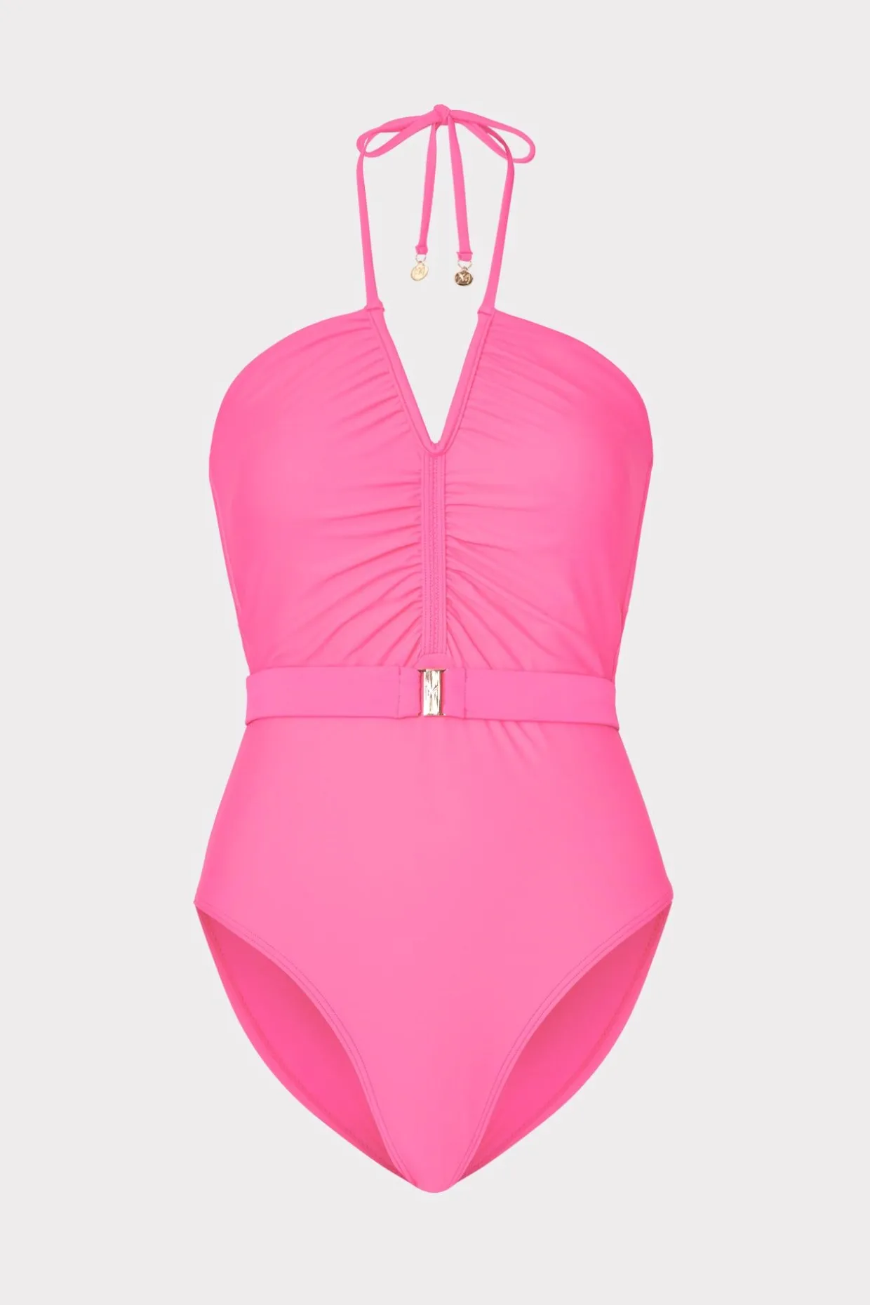 ruched_halter_one_piece_0.webp One Piece Swimsuits-MILLY Ruched Halter One Piece Neon Pink