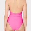 Jumpsuits & Rompers-MILLY Ruched Halter One Piece Neon Pink