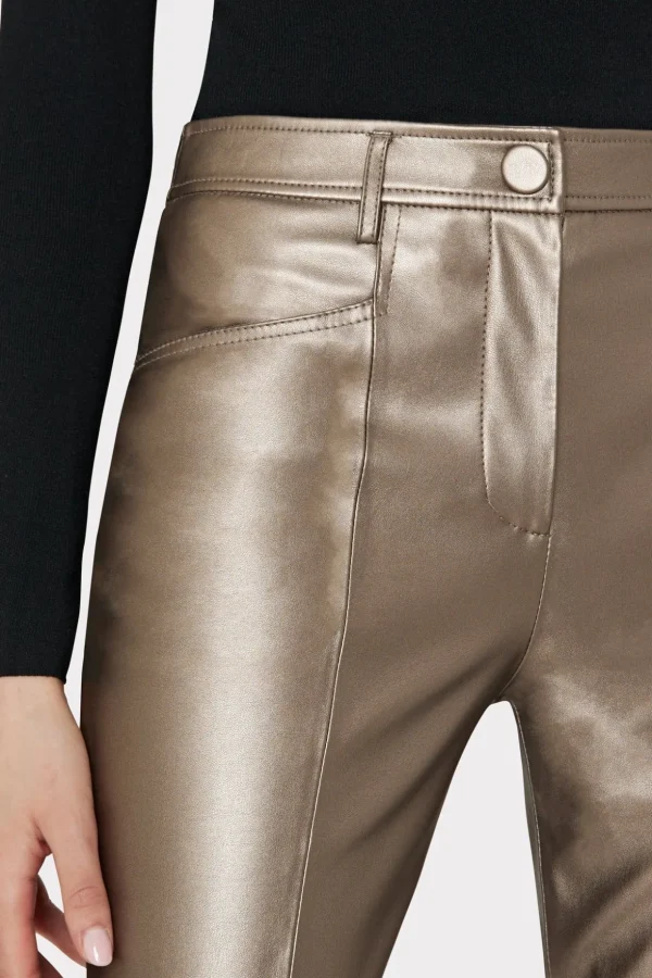 Pants-MILLY Rue Vegan Leather Pants Silver