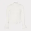 Tops-MILLY Ruffle Knit Mock Neck Ecru