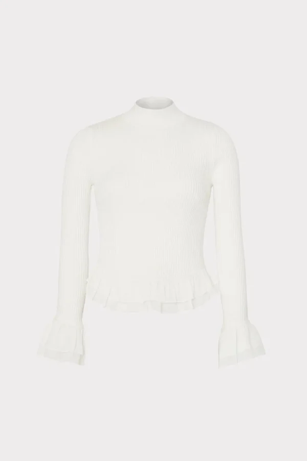 ruffle_knit_mock_neck_0.webp Sweaters & Knits-MILLY Ruffle Knit Mock Neck Ecru