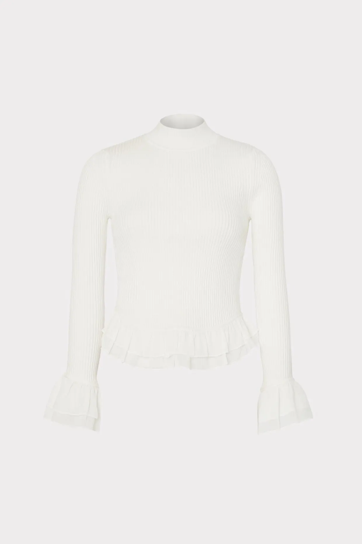 ruffle_knit_mock_neck_0.webp Sweaters & Knits-MILLY Ruffle Knit Mock Neck Ecru