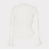 Tops-MILLY Ruffle Knit Mock Neck Ecru