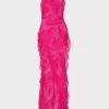 Jumpsuits & Rompers-MILLY Ryanna Chiffon Devore Dress Pink Palm