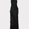 Guest Of Dresses-MILLY Ryanna Chiffon Devore Dress Black