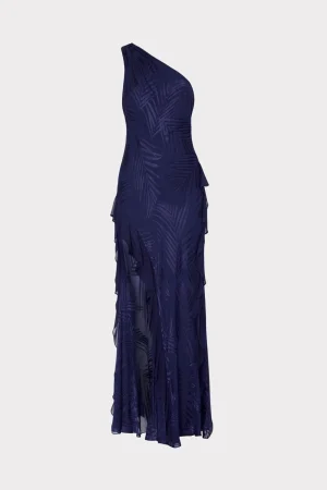 ryanna_chiffon_devore_dre_0-4.webp Guest Of Dresses-MILLY Ryanna Chiffon Devore Dress Navy