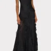 Evening Gowns-MILLY Ryanna Chiffon Devore Dress Black