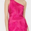 Evening Gowns-MILLY Ryanna Chiffon Devore Dress Pink Palm