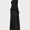 Little Black Dresses-MILLY Ryanna Chiffon Devore Dress Black