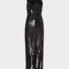 Evening Gowns-MILLY Sabine 3D Sequins Rosette Dress Black