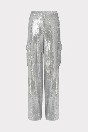 Pants-MILLY Saison Sequins Cargo Pants Silver