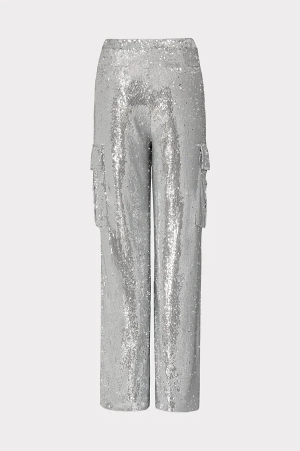 Pants-MILLY Saison Sequins Cargo Pants Silver