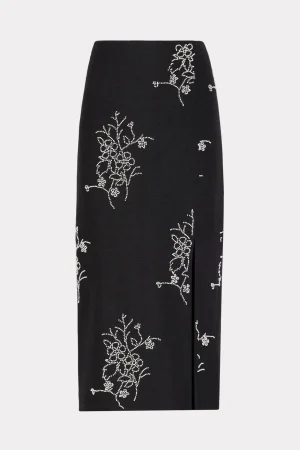 Matching Sets-MILLY Santanna Beaded Embroidery Skirt Black