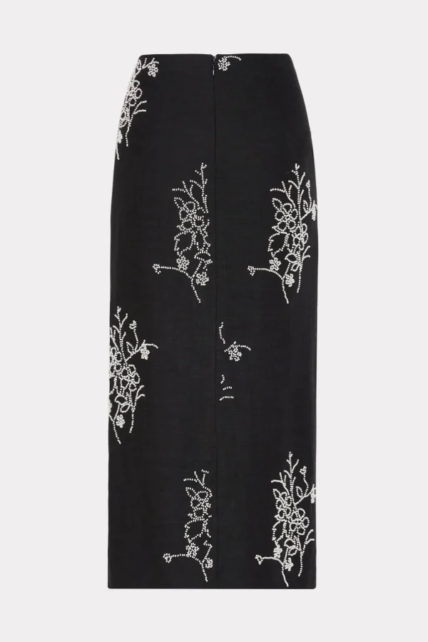 Matching Sets-MILLY Santanna Beaded Embroidery Skirt Black
