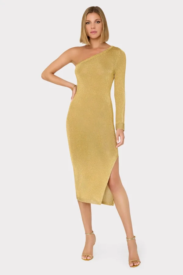 senna_metallic_one_should_1-1.webp Knit Dresses-MILLY Senna Metallic One Shoulder Midi Dress Gold
