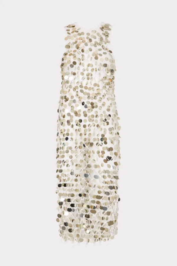 Cover-Ups-MILLY Sequin Crochet Midi Dress Ecru