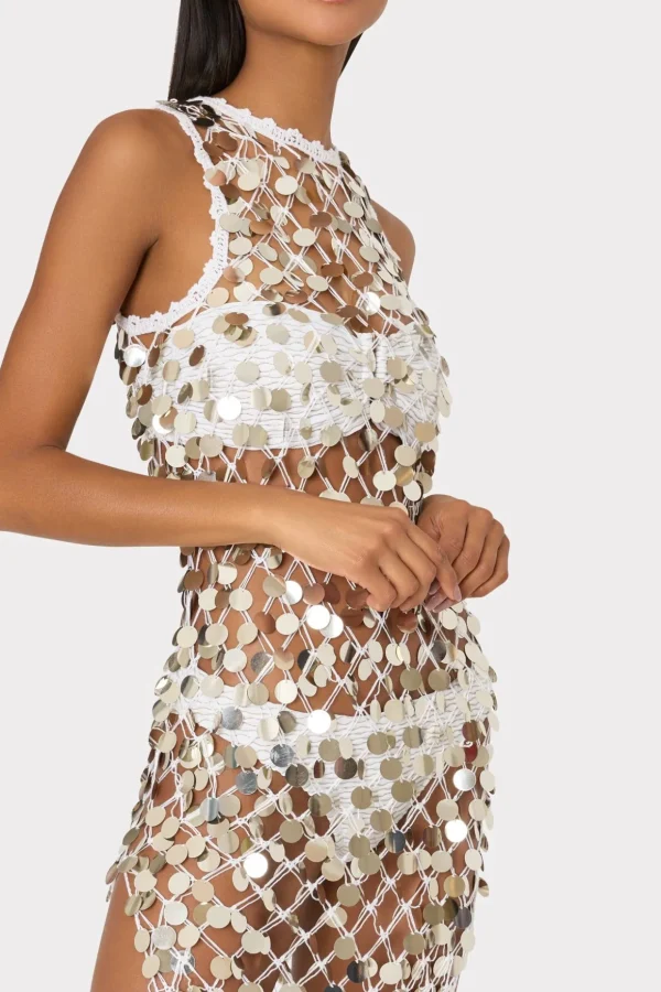Jumpsuits & Rompers-MILLY Sequin Crochet Midi Dress Ecru