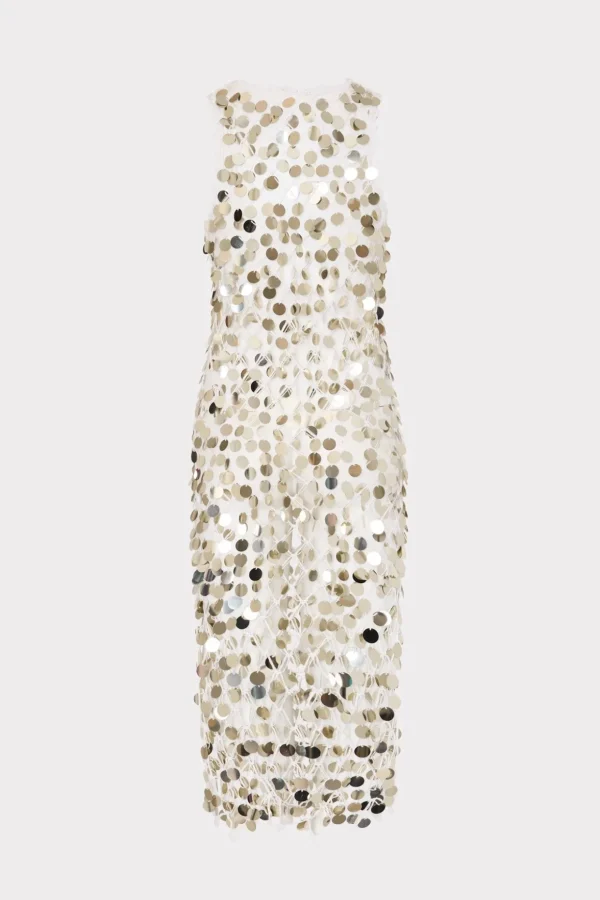 Jumpsuits & Rompers-MILLY Sequin Crochet Midi Dress Ecru