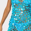 Jumpsuits & Rompers-MILLY Sequin Crochet Mini Sleeveless Dress Blue