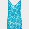 Jumpsuits & Rompers-MILLY Sequin Crochet Mini Sleeveless Dress Blue