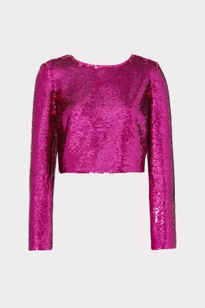 Tops-MILLY Shailyn 3D Sequins Top Pink