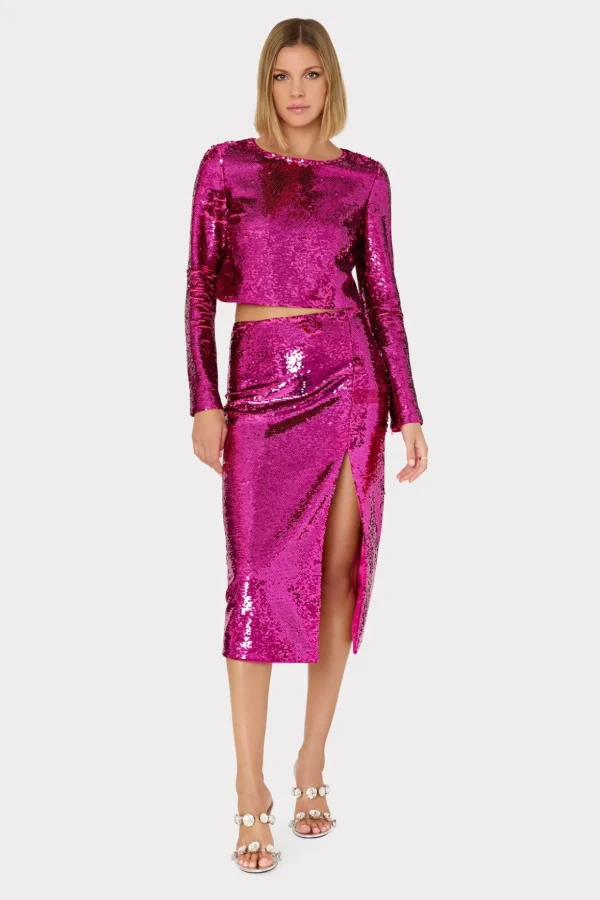 Tops-MILLY Shailyn 3D Sequins Top Pink