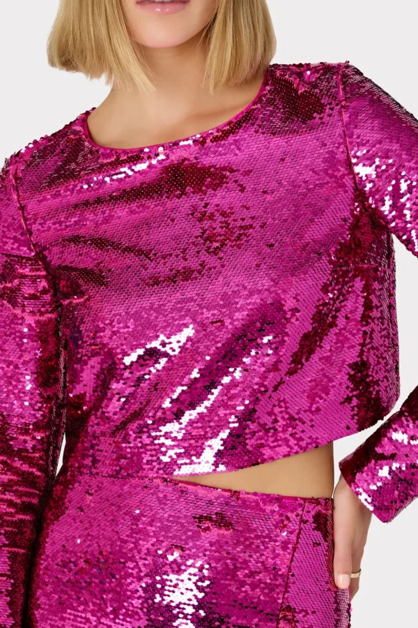 Tops-MILLY Shailyn 3D Sequins Top Pink