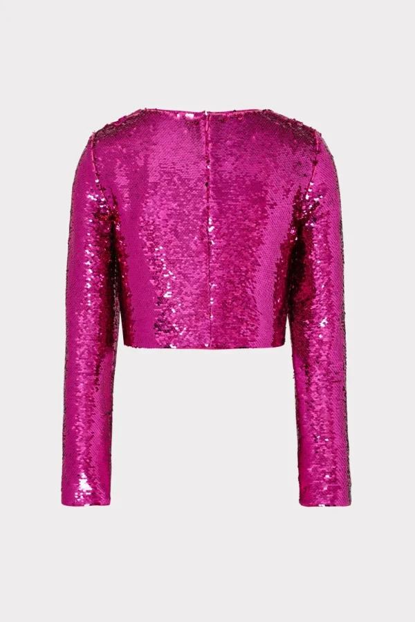Tops-MILLY Shailyn 3D Sequins Top Pink