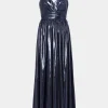Maxi Dresses-MILLY Shannon Metallic Dress Navy
