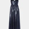 Maxi Dresses-MILLY Shannon Metallic Dress Navy