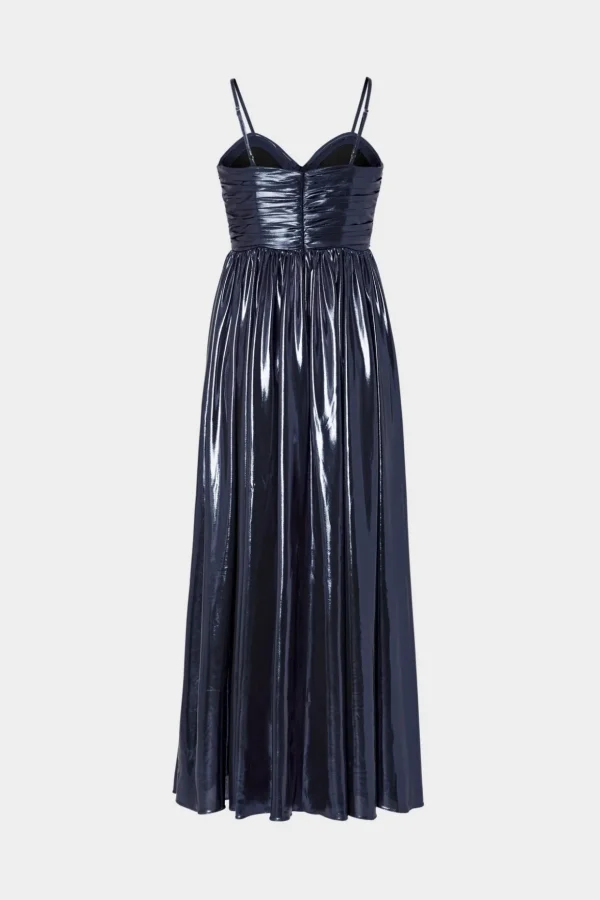 Maxi Dresses-MILLY Shannon Metallic Dress Navy